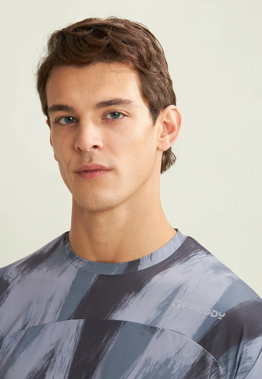Freddy Herren T-Shirt Pinsel-Print schwarz Tech-Jersey