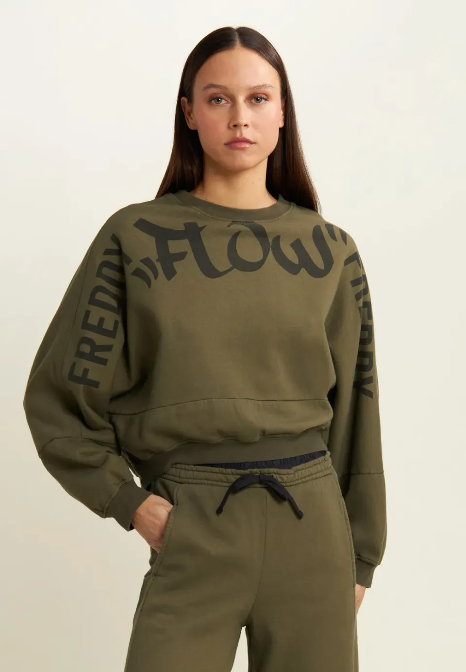 Freddy Flow Oversize Cropped Sweatshirt Gray Asphalt