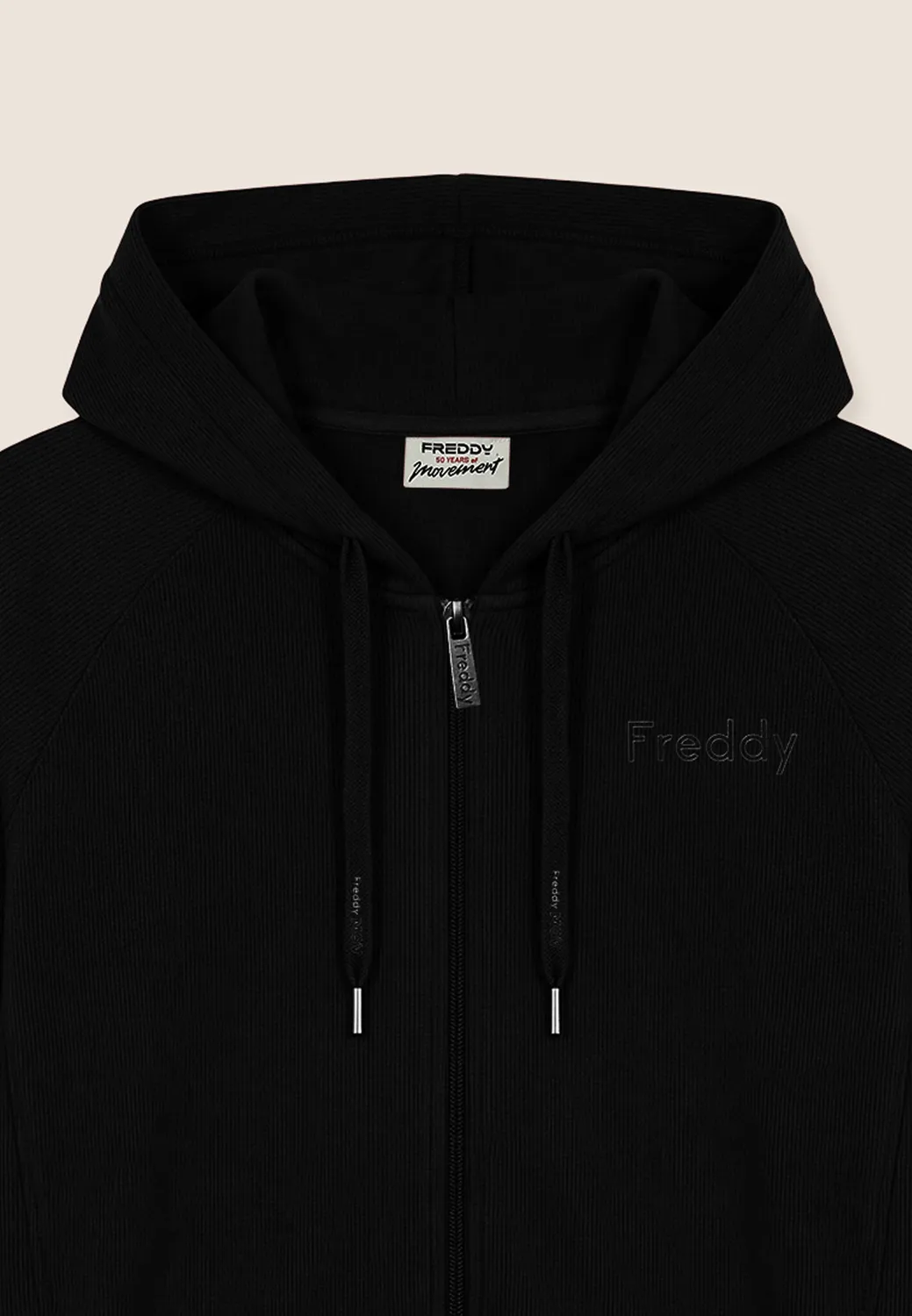 Freddy Boxy Cropped Kapuzenjacke Nero Reissverschluss