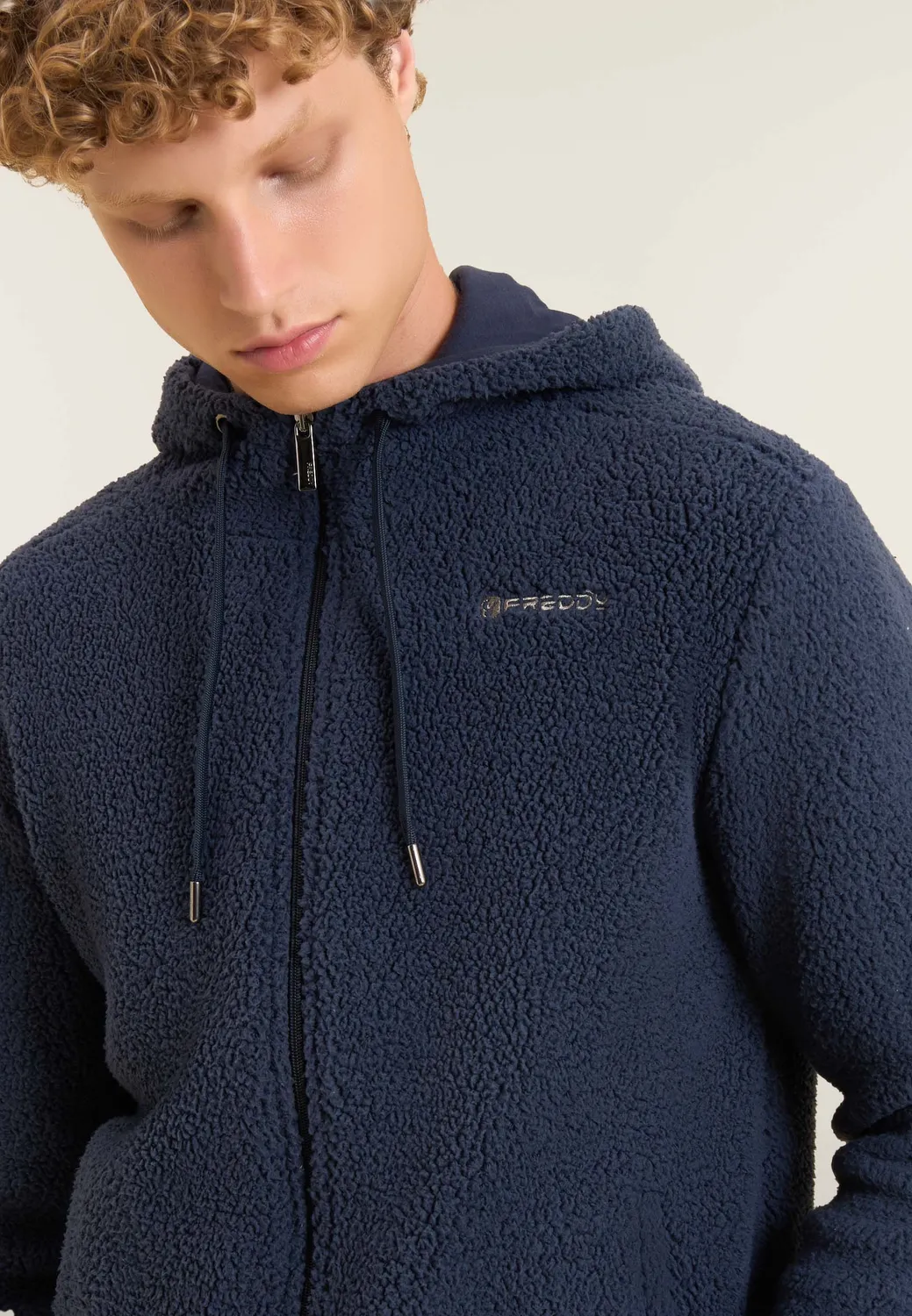 Freddy Sherpa Fleece Hoodie Herren Schwarz mit Kapuze