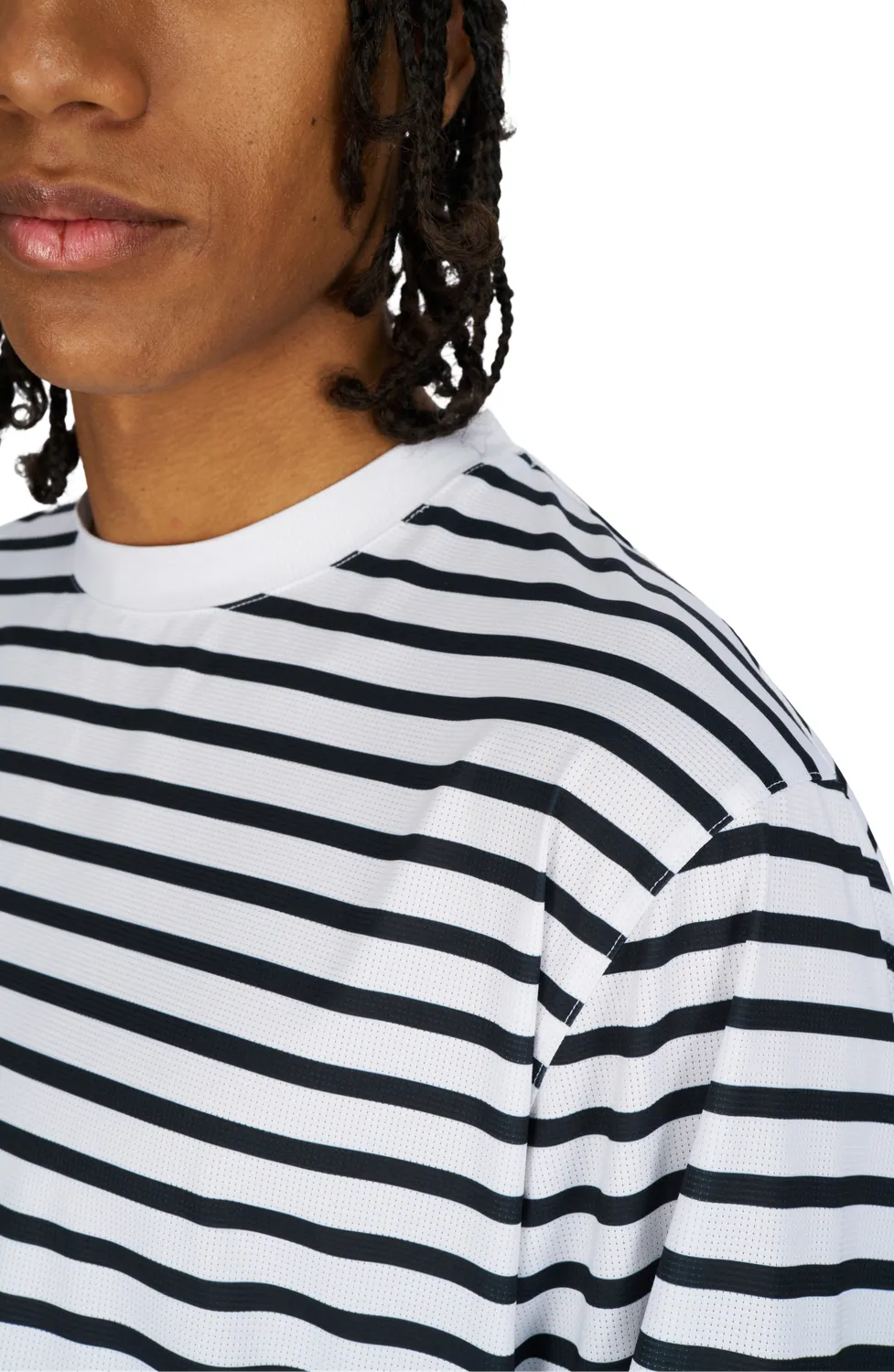 UNNA Striped LS Langarmshirt Herren Weiß-Navy gestreift