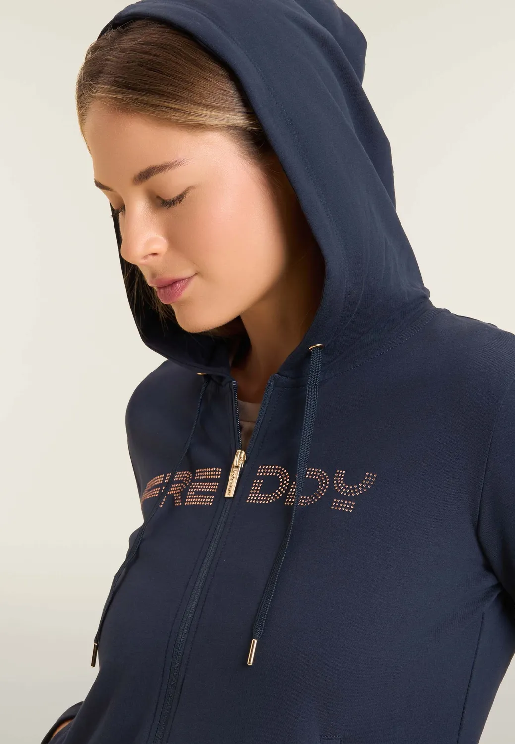 Freddy Zip Hoodie Damen Kapuze Logoband Dark Sapphire
