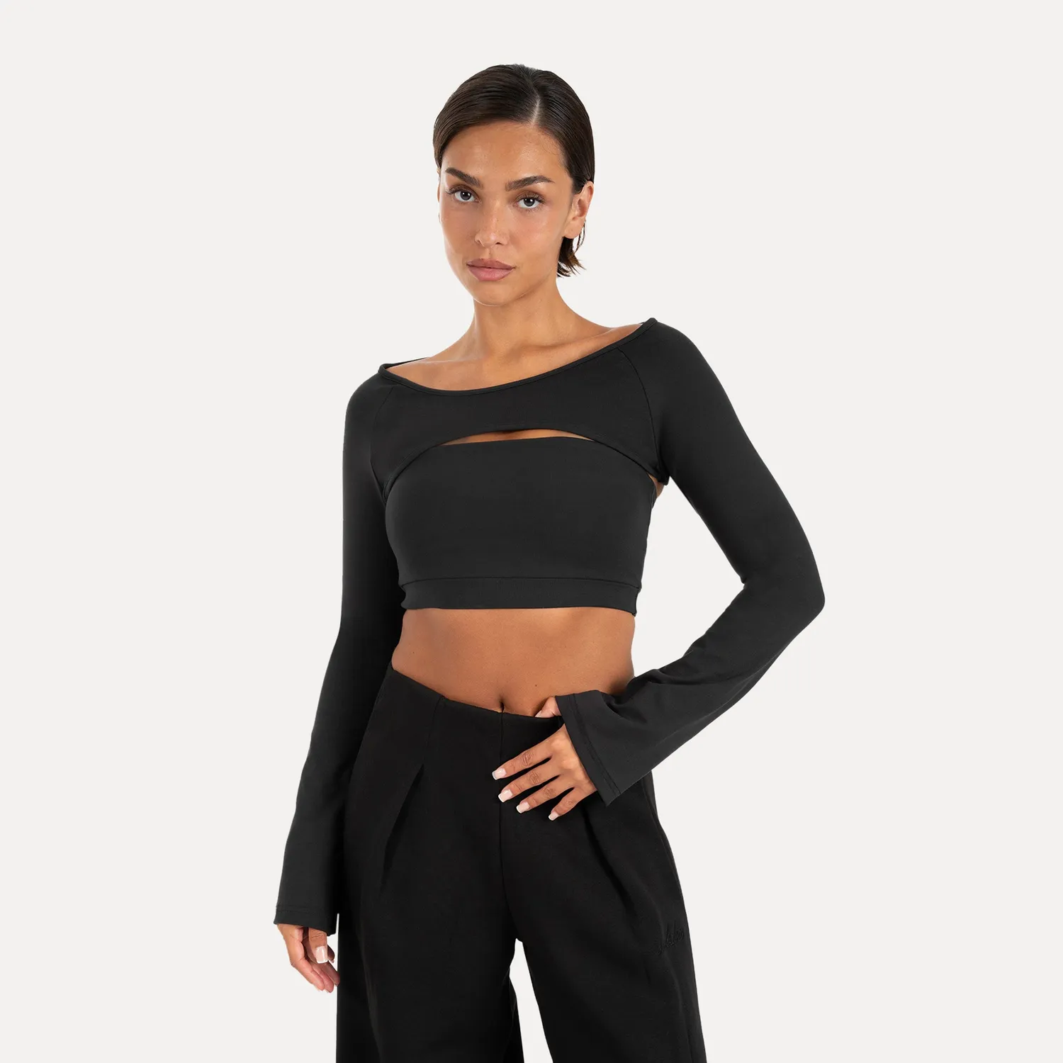 Smilodox Lunara Neola Bolero Longsleeve Damen schwarz