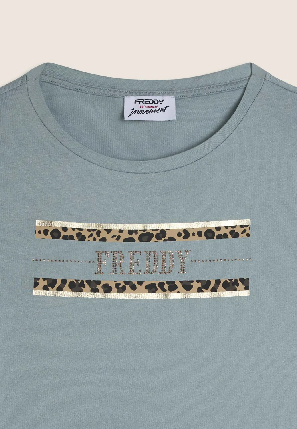Freddy Animalier T-Shirt Schwarz Nieten Baumwolle Modal