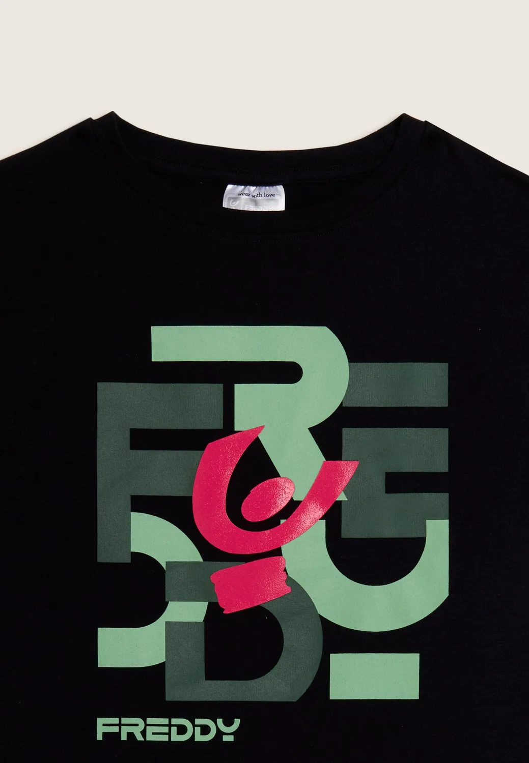 Freddy Junior T-Shirt Schwarz Buchstaben Gr 4-16