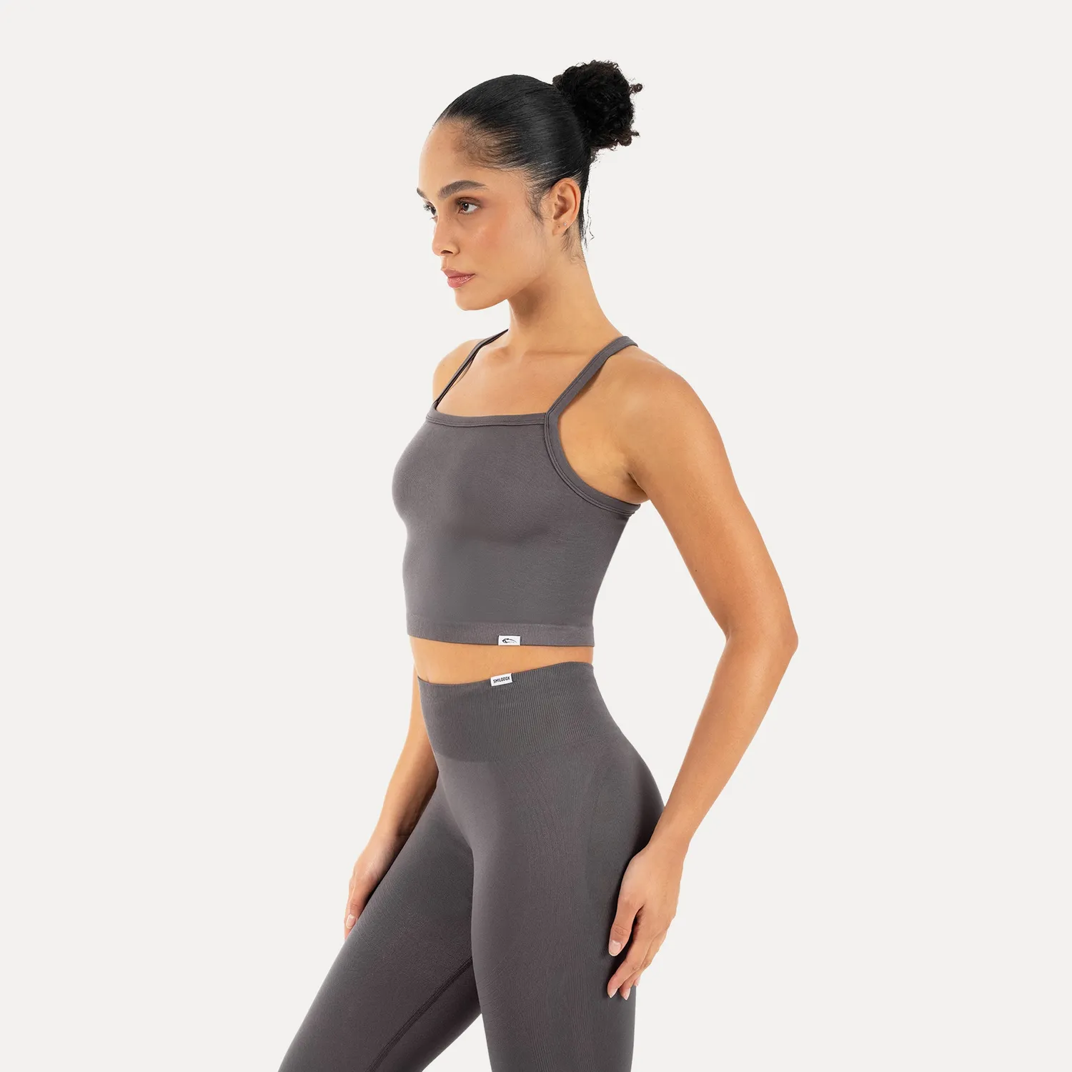Smilodox Vonda Crop Top Schwarz mit Racerback